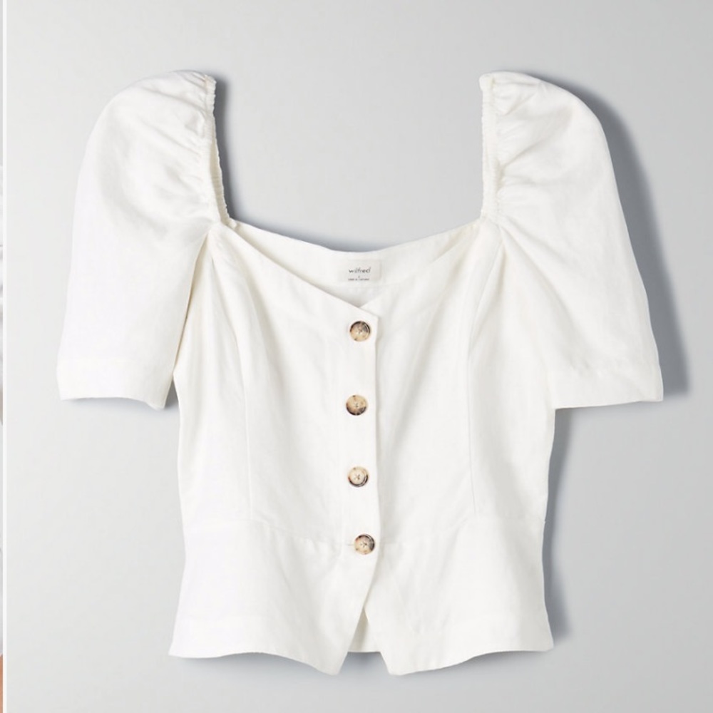 Wilfred Janine Puff Sleeve Linen Top